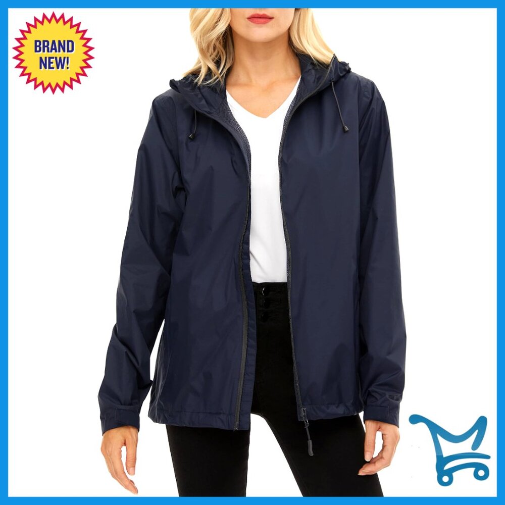Lightweight Waterproof Rain Jacket With Hood Windproof Adjustable Windbreaker
